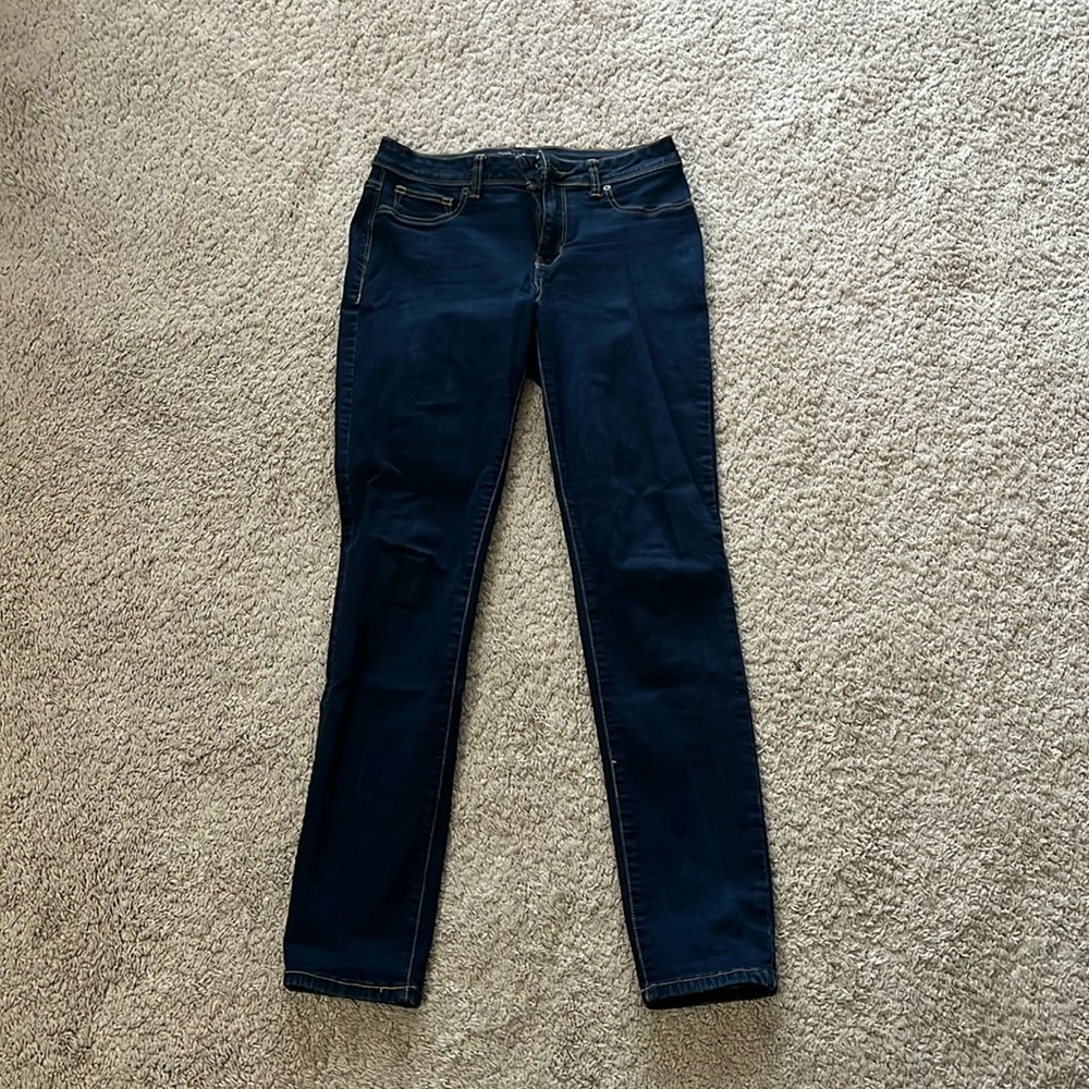 Dark wash high rise skinny jeans